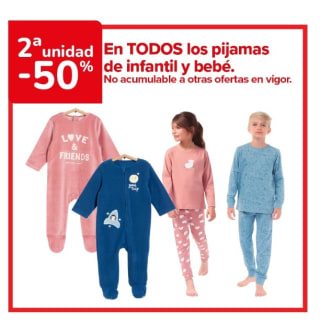-50% en la Segunda Unidad Pijamas Bebé y Niño en Carrefour.