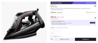 Plancha de vapor Mellerware Steezy 3000W de potencia / Vapor continuo 45g/min Golpe de vapor 180g/min / Suela antiadherente Sistema antigoteo / Sistema antical por 24.83€ (Cuenta Nueva 14.89€)