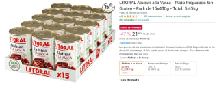 Pack 15 Botes de Alubias a la vasca Litoral sin gluten 430 g. por 21.44€