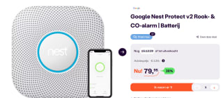 Google Nest Protect - Slimme rook- en koolmonoxidemelder - Met batterij voor €79,95 bij Ibood
