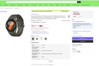 Samsung Galaxy Watch7 BT 40mm 1.31" Exynos W1000 32GB 2GB RAM 300mAh Android a solo 186,93€