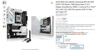 ASUS ROG Strix B650-A Gaming WiFi 6E AM5 Ryzen 7000 placa base por 179€