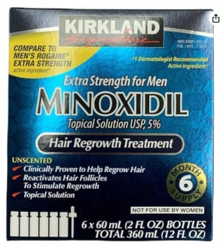 Tratamiento Minoxidil 5% Kirkland, 6 envases de 60 ml por $580 en Amazon