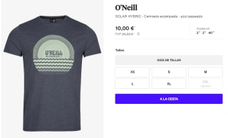O´neill Camiseta Manga Corta Solar Hybrid por 10€