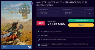 Monster Hunter Wilds + Pre-order Bonus $731 | Descuento CDKey