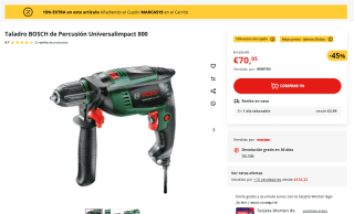 Taladro BOSCH de Percusión Universalimpact 800 por 60,30€