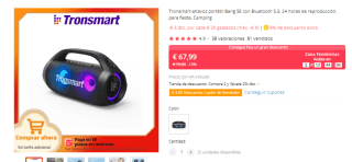 Altavoz portátil Tronsmart Bang SE por 46.43€