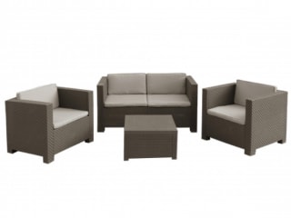 Conjunto de Jardín Diva Confort Sofá + 2 Sillones + Mesa de centro Wengué por 189€
