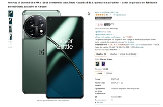 Smartphone OnePlus 11 5G con 8GB RAM y 128GB por 699€