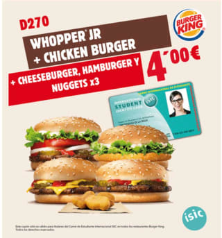 Estudiantes Whooper + Chicken Burger por solo 4€
