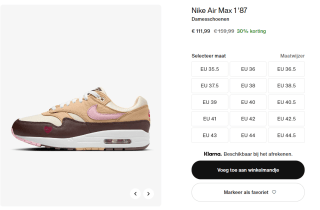 Nike Air max 1 '87 Valentine's day edition voor €111,99 via Nike
