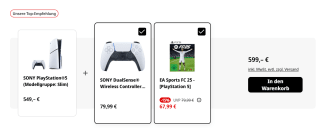 PlayStation 5 Slim Disc met FC25 en extra dualsense controller voor €599 bij de Mediamarkt in Duisland