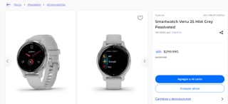 Smartwatch Venu 2S Mist Grey Passivated por $299.990