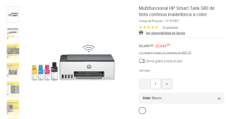 Multifuncional HP Smart Tank 580 por $3,849 en Liverpool