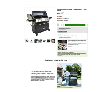 Barbacoa de gas NATERIAL Hudson XL de 4 quemadores y 17 kW de potencia por 551,54€