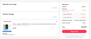 OnePlus Nord 3, versión Global, 5G, 16GB + 256GB por 243,38€