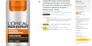 Pack 3 Crema hidratante antifatiga L'Oréal Men Expert Hombre 50ml por 12.16€