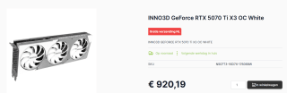 INNO3D GeForce RTX 5070 Ti X3 OC videokaart voor €920,19 bij Caps