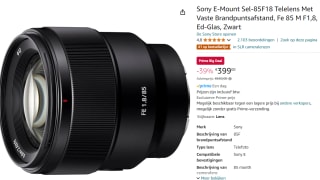 Sony FE 85mm f/1.8 - Prime lens voor €399 met Amazon Prime