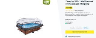 EXIT Wood zwembad 220x150x65cm met filterpomp en overkapping voor €289 bij Decathlon