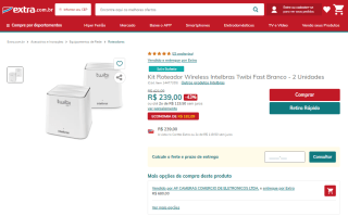 Roteador Wireless da Intelbras, modelo Twibi Fast com 2 uni - R$ 239