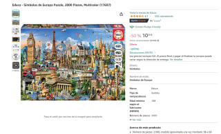 Puzle de 2000 piezas marca Educa Símbolos de Europa por 10,50€