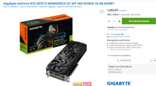 Gigabyte GeForce RTX 5070 Ti, 16GB, Windforce OC SFF voor €1.003,97 bij Max ICT