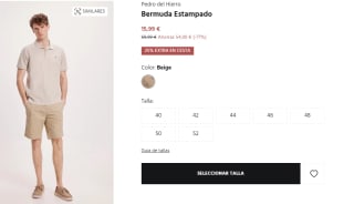 Bermuda con Estampado pra Hombre Pedro del Hierro por 11.99€