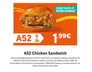 Popeyes Chicken Sandwich por 1,99€