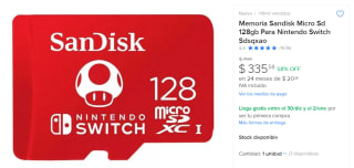 MicroSD SanDisk 128GB por $336 | Descuento Mercado Libre