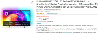 Television LED de 65" Philips 65PUS8517/12, 4K UHD, Smart TV por 749.99€