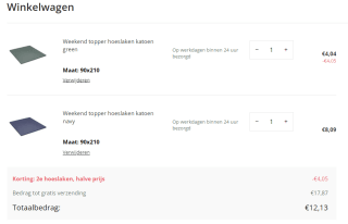 50% korting op het 2e hoeslaken bij Cinderella