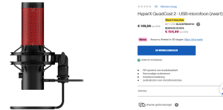 HyperX QuadCast 2 USB-Microfoon voor €104,99 via de HP Store
