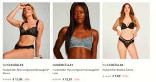 Tot 80% korting op alles van Hunkemöller + 15% extra korting dmv code bij Secret Sales