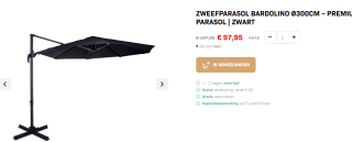 VONROC Premium Zweefparasol Bardolino Ø300cm voor €97,95 bij Vonroc
