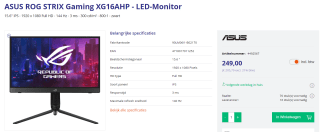 ASUS ROG Strix XG16AHP Zwart voor €249 bij Azerty