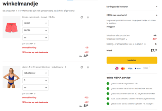 10% extra kassakorting op badmode in de sale bij Hema