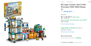 Kit LEGO Creator 3en1 Calle Principal por $1,832 en Mercado Libre
