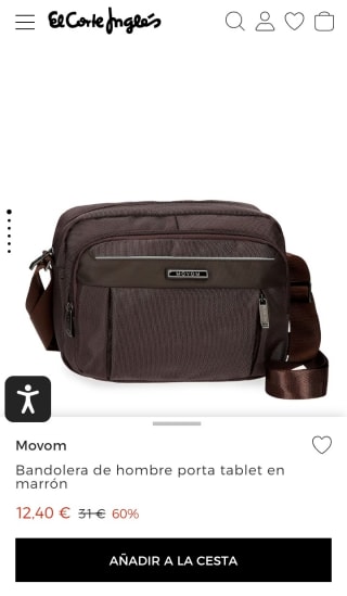 Movom Bandolera de hombre porta tablet en marrón por 12,40€.