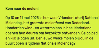Nationale Molendag op 10 en 11 mei