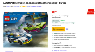 LEGO Politiewagen en snelle autoachtervolging voor €11,99 bij Bol