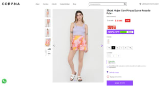 Short Evase Rosado Print con pinzas para mujer por $5.000