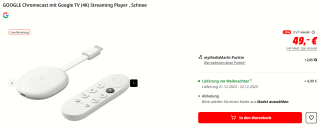 Google Chromecast met Google TV voor €49,99 bij de Mediamarkt in Duitsland