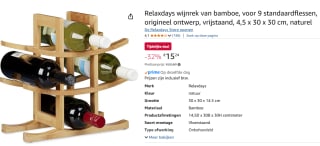 Bamboe wijnrek voor 9 flessen voor €15,24 bij Amazon