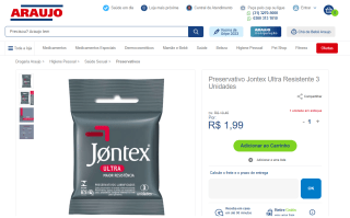 Preservativo da Jontex Ultra Resistente com 3 unid - R$ 1,99