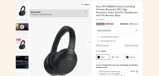 Sony WH-1000XM4 Noise Cancelling Wireless Bluetooth Headphones with Mic - Black - £199.00