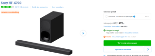 Sony soundbar + draadloze subwoofer HT-G700 voor €299 bij Coolblue