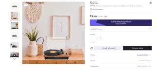 Tocadiscos Bluetooth Studio y Reproductor ,Convertidor De Vinilos de Madera marca Prixton por 44,96€