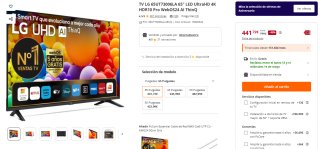 TV LG 65UT73006LA 65" LED UltraHD 4K HDR10 Pro por 441,72€