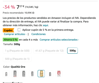 Café grano Lavazza Oro 500g por solo 6,87€